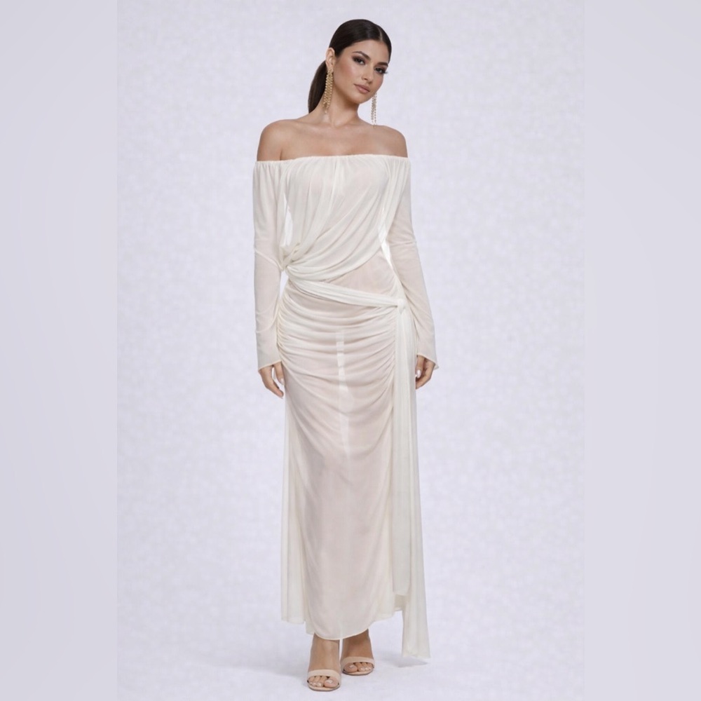 Cream Ruched Bodycon Dress – Elegant, Birthday, Vacation Outfit